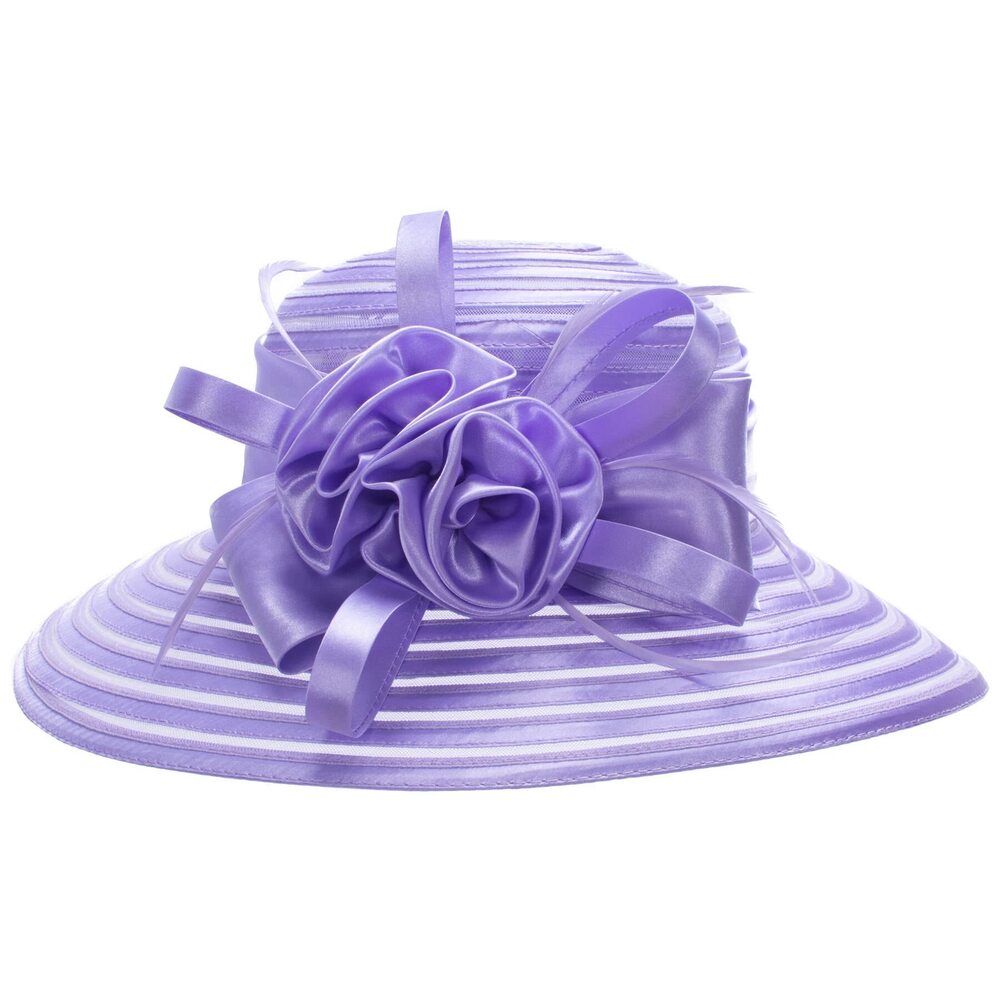 8053 Satin Church Wedding Sun Occasion Hat A214 Purple
